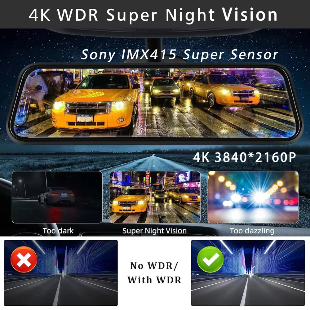 10 Inch 4K 3840*2160P Dash Cam - огляд і ціна Mdi Cable